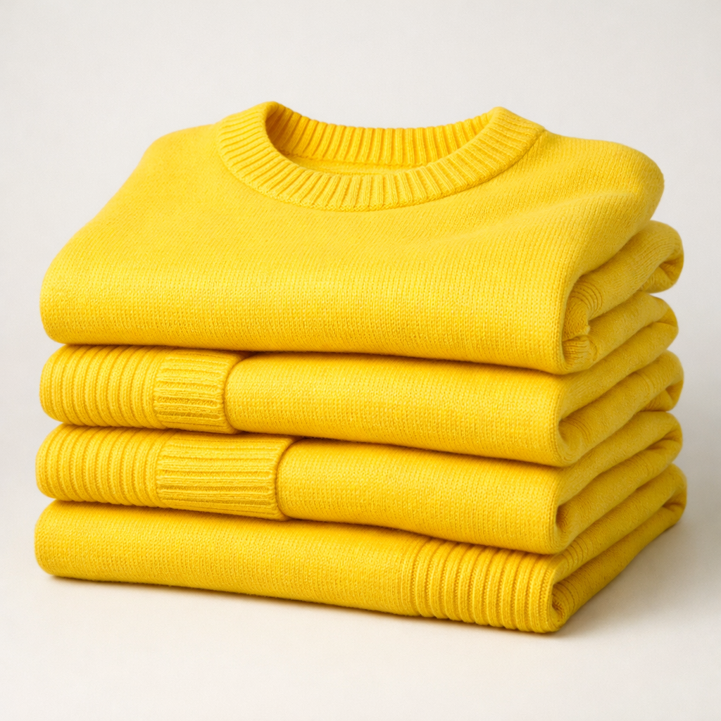 20251223_0118_Yellow Acrylic Sweaters Display_simple_compose_01kd3snzcaerc8zfs3n44ckc6r